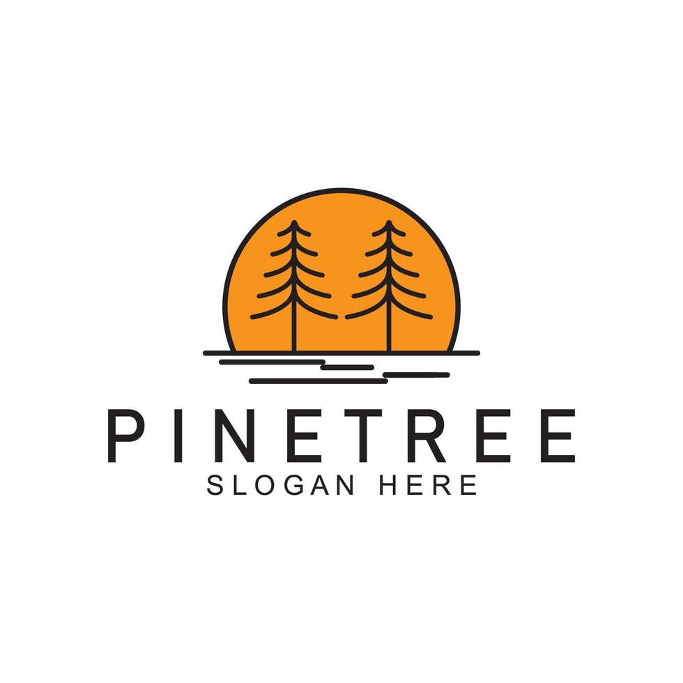 semplice pino o abete albero logo pino Casa sempreverde.per pino foresta avventurieri campeggio natura badge e attività commerciale. vettore