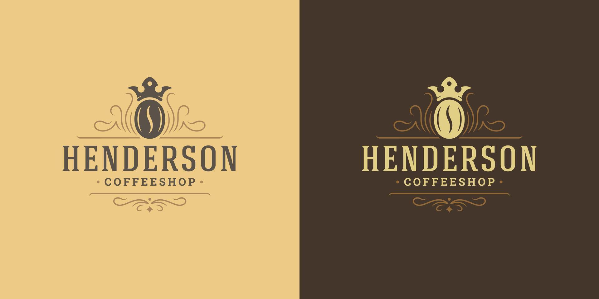 caffè negozio logo modello illustrazione con fagiolo silhouette bene per bar distintivo design e menù decorazione vettore