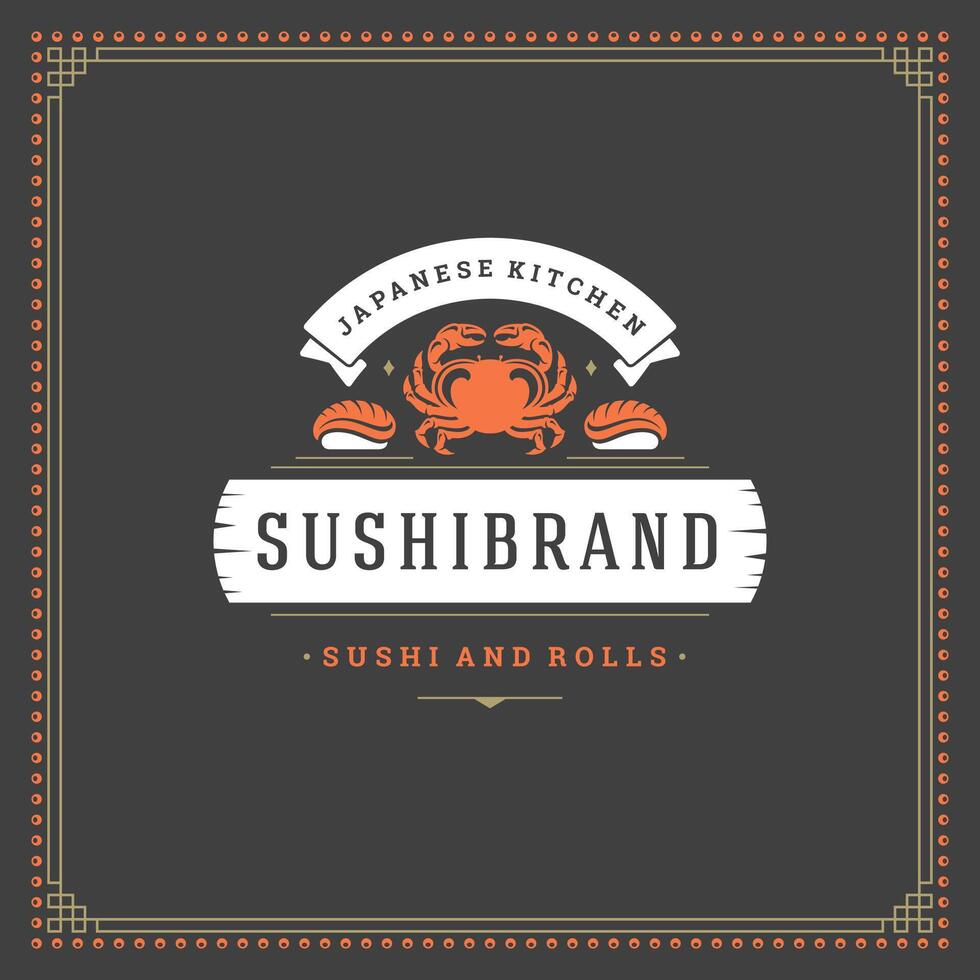 Sushi ristorante logo design modello illustrazione. vettore