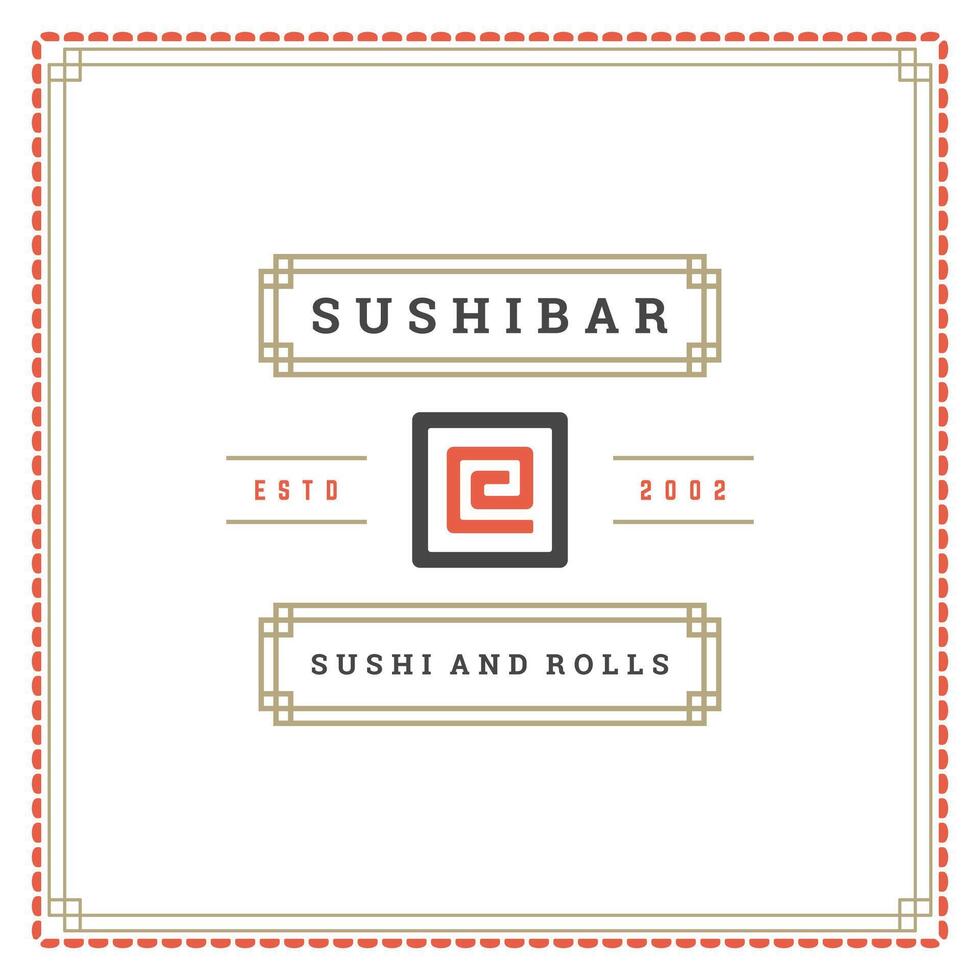 Sushi ristorante logo illustrazione. vettore