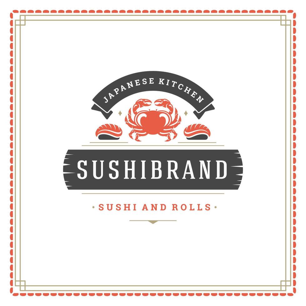 Sushi ristorante logo illustrazione. vettore