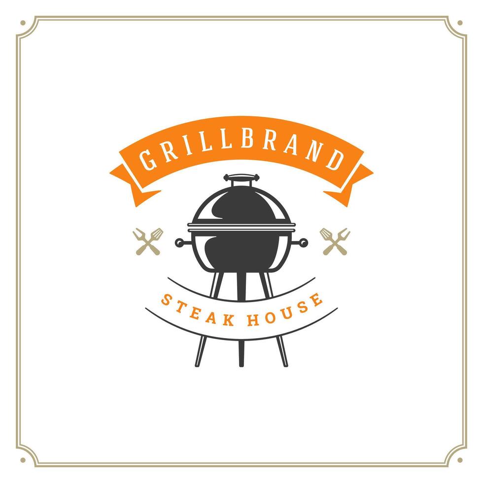 griglia ristorante logo illustrazione. vettore