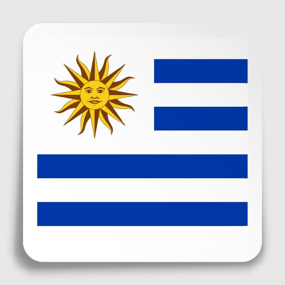 Uruguay bandiera icona su carta piazza etichetta con ombra. pulsante per mobile applicazione o ragnatela. vettore