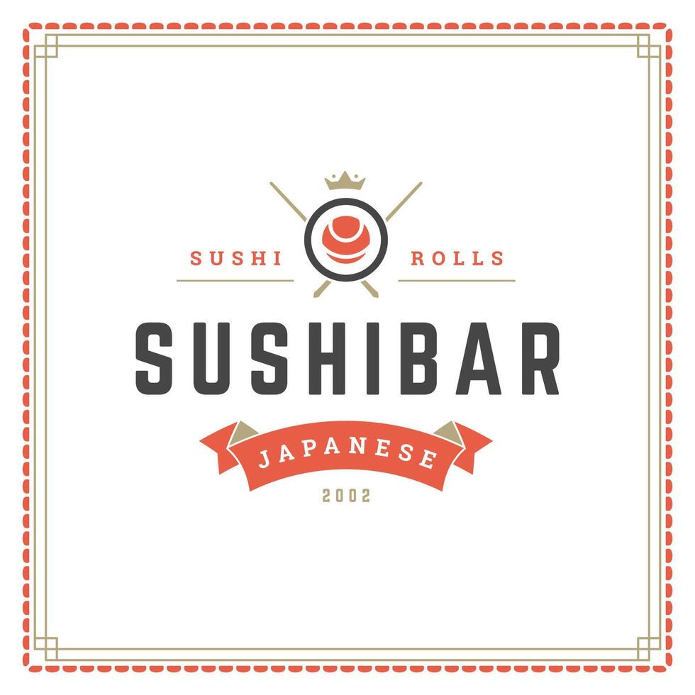 Sushi ristorante logo design modello illustrazione. vettore