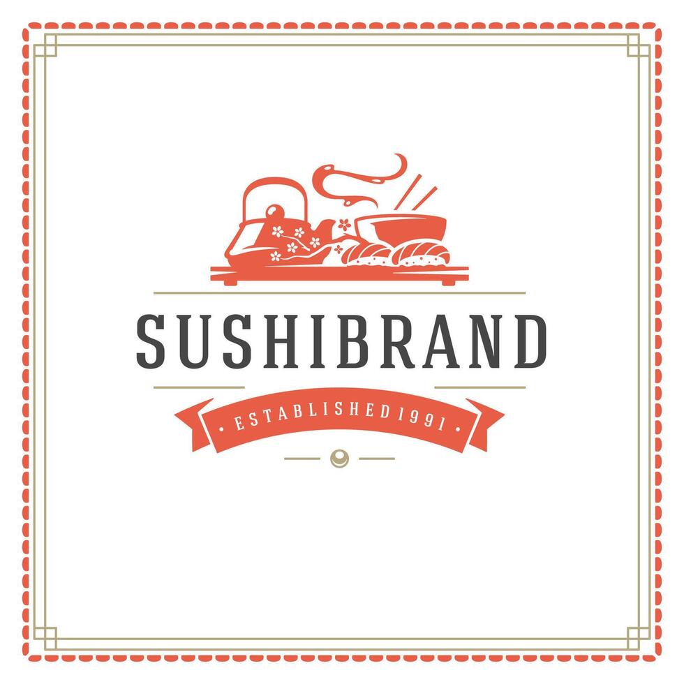 Sushi ristorante logo illustrazione. vettore