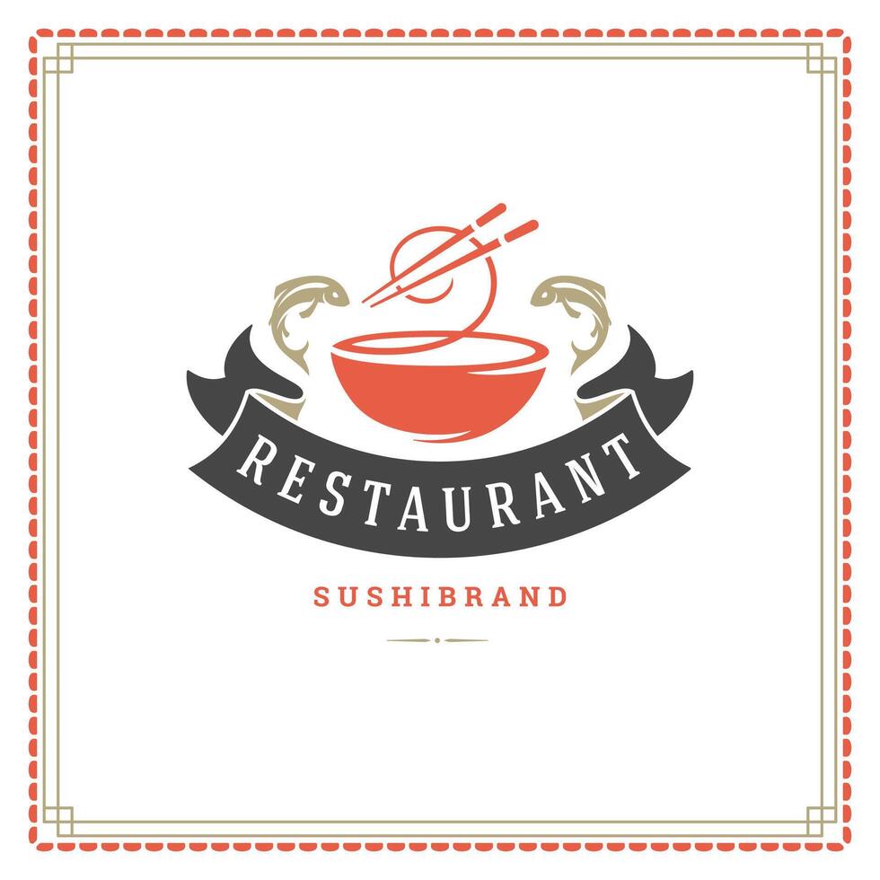 Sushi ristorante logo illustrazione. vettore