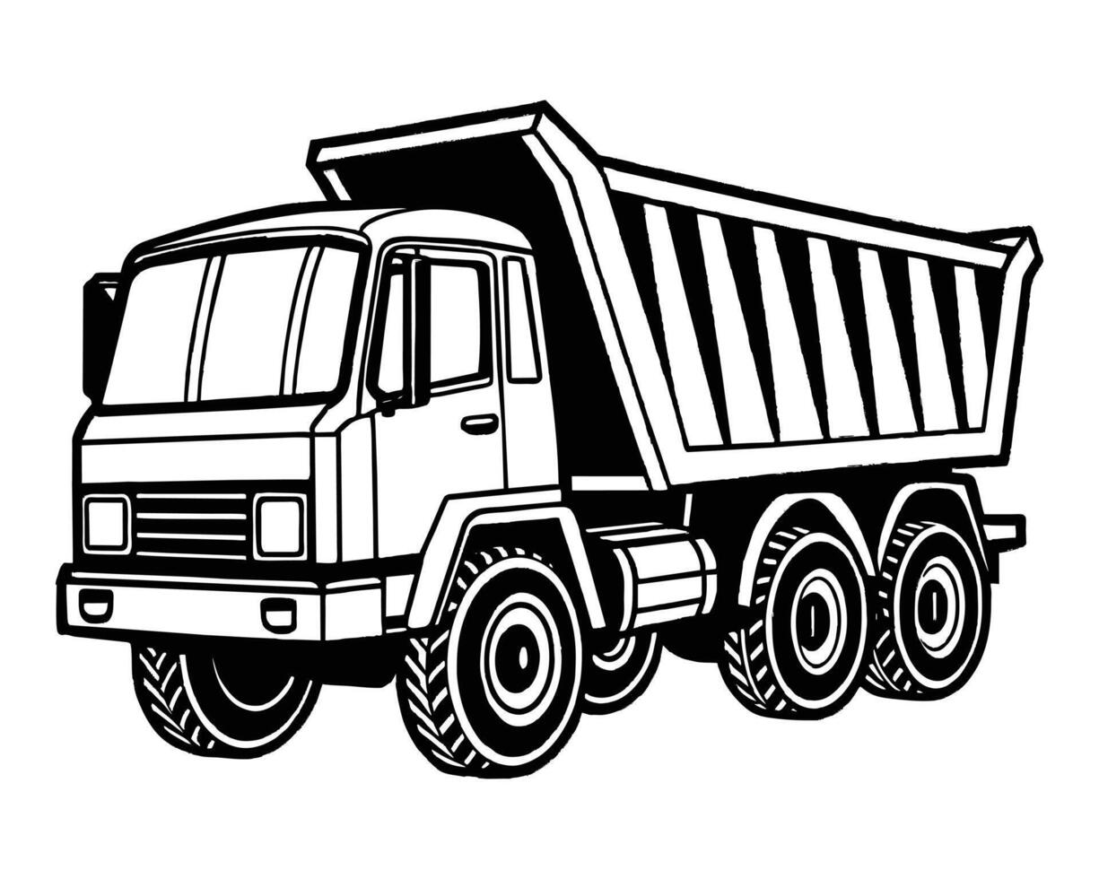 ribaltabile camion illustrazione illustrazione nero e bianca vettore