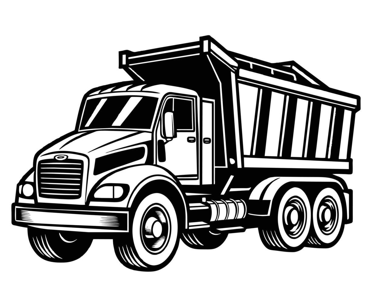 ribaltabile camion illustrazione illustrazione nero e bianca vettore