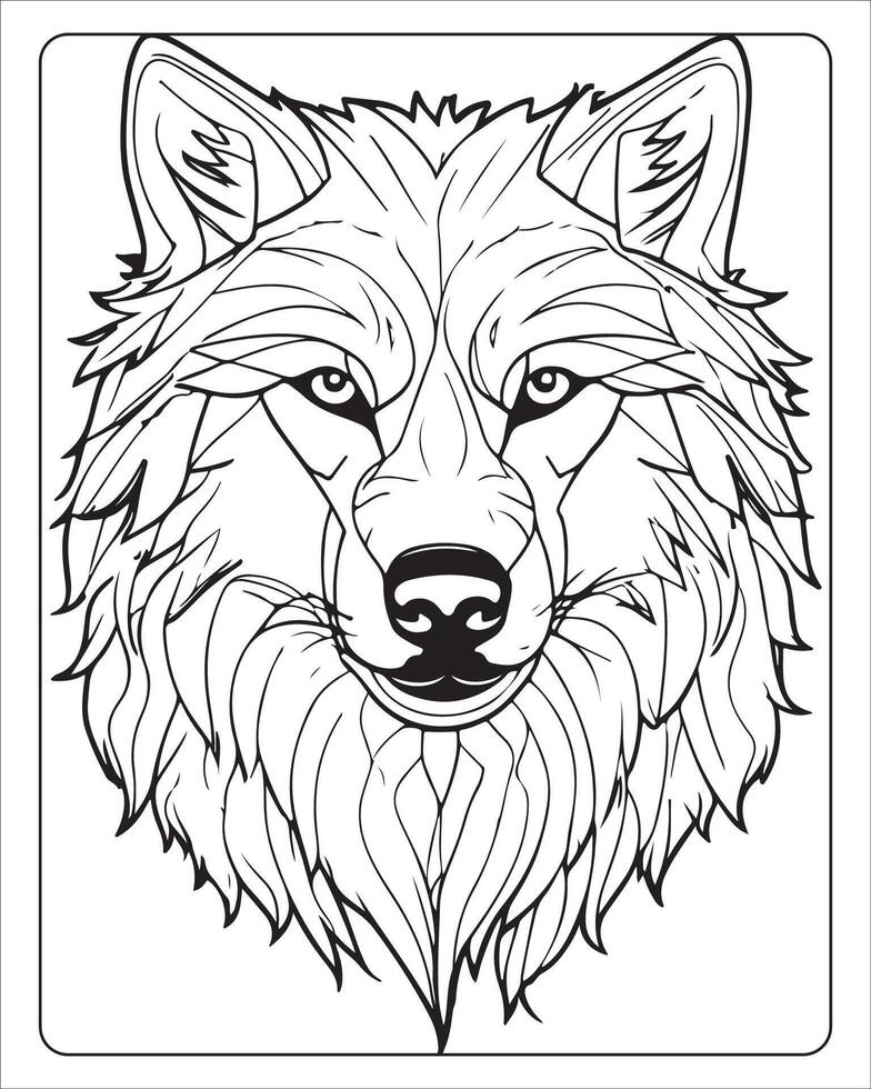 lupo colorazione pagine, lupo illustrazione, lupo arte, nero e bianca vettore