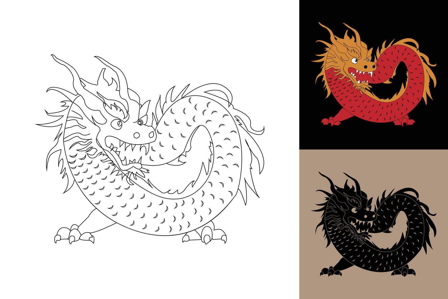 Cinese Drago schema . disegnato a mano Drago icona per logo. vettore