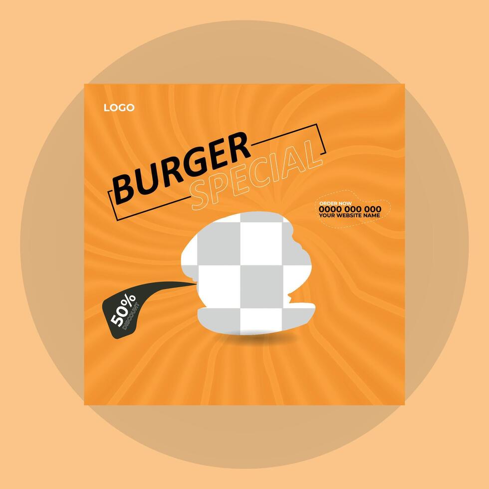 delizioso hamburger sociale media inviare modello, veloce cibo sociale media modello per ristorante, hamburger bandiera design vettore