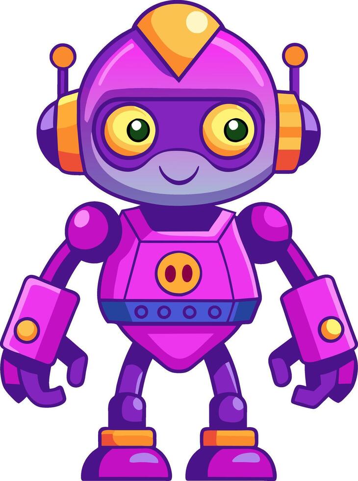 cartone animato viola robot illustrazione vettore