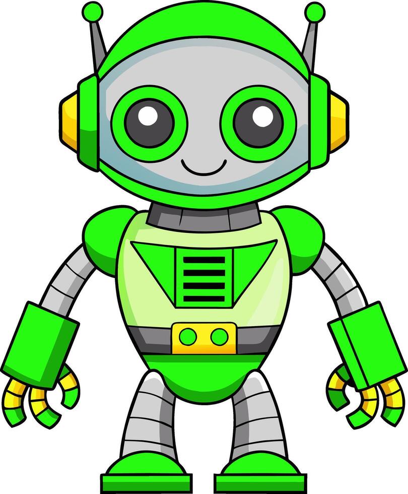 cartone animato verde robot illustrazione vettore