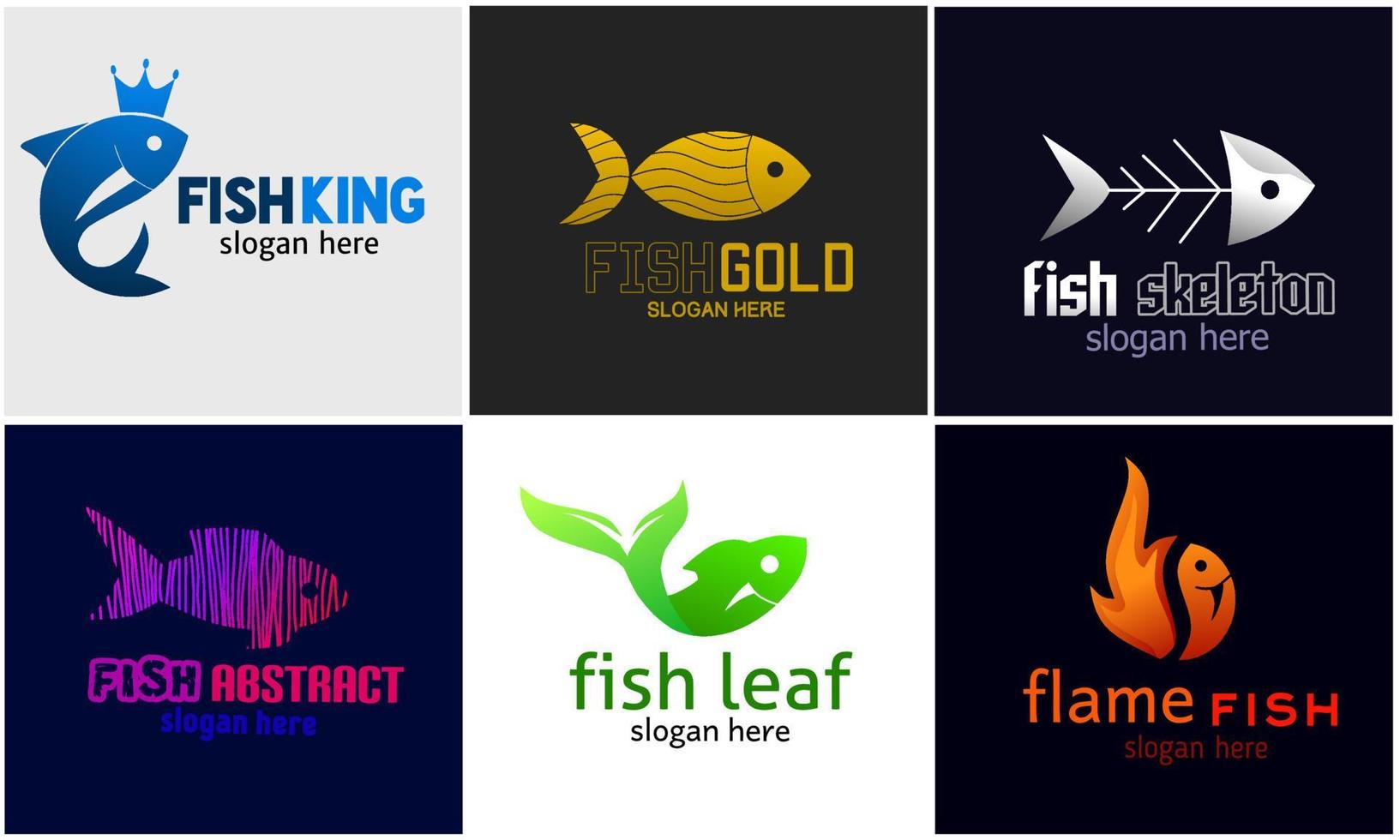 illustrazione grafica vettoriale di set logo fish design