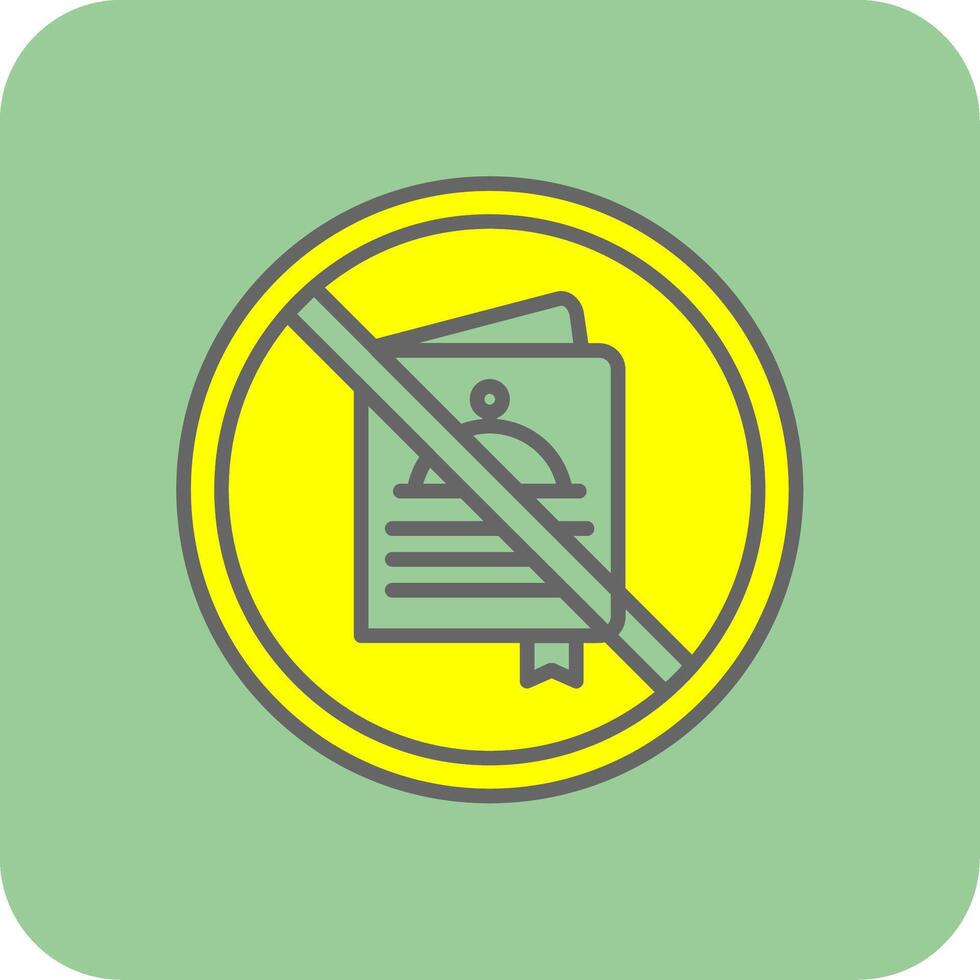 Proibito cartello pieno giallo icona vettore