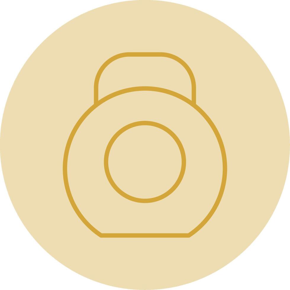 kettlebell linea giallo cerchio icona vettore