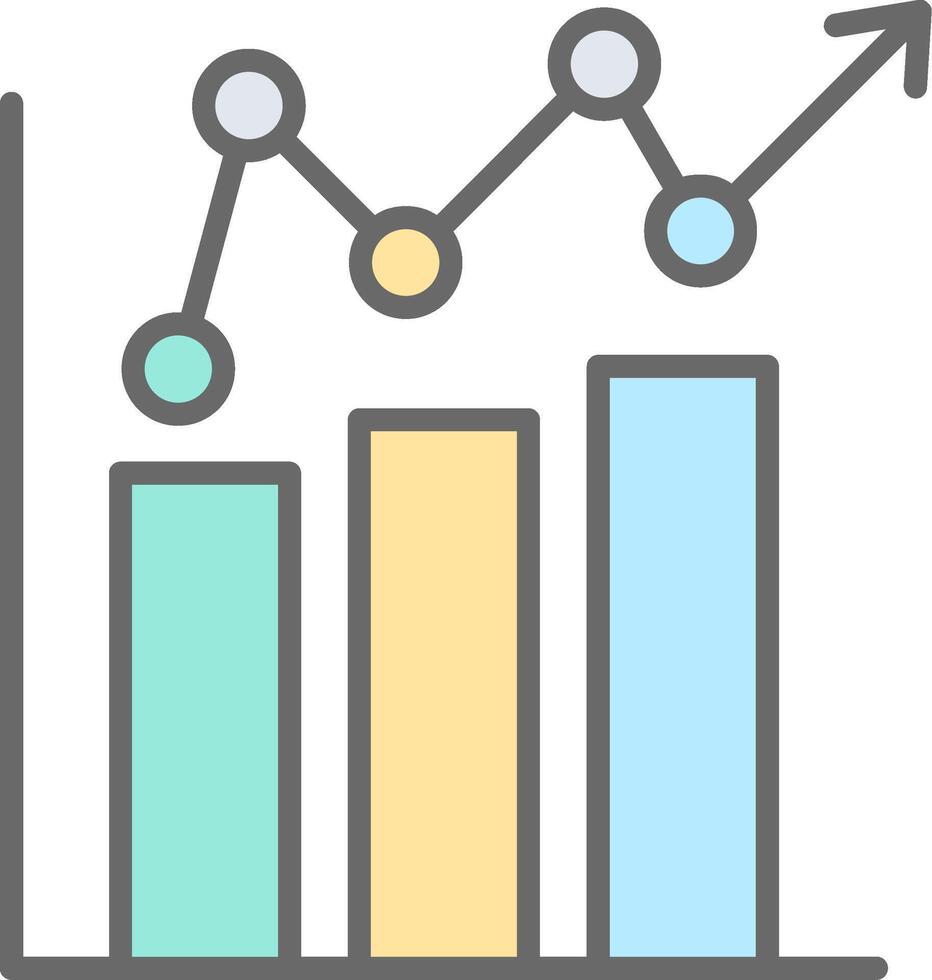 bar grafico linea pieno leggero icona vettore