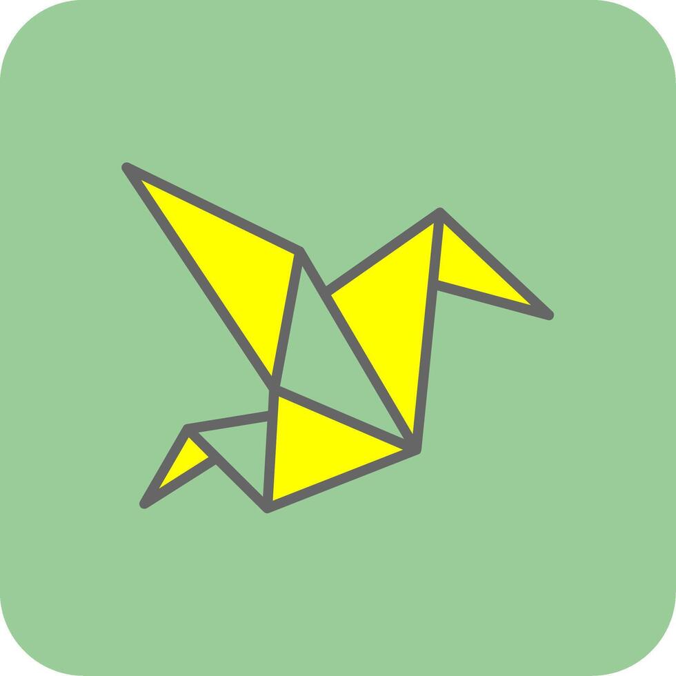 origami pieno giallo icona vettore