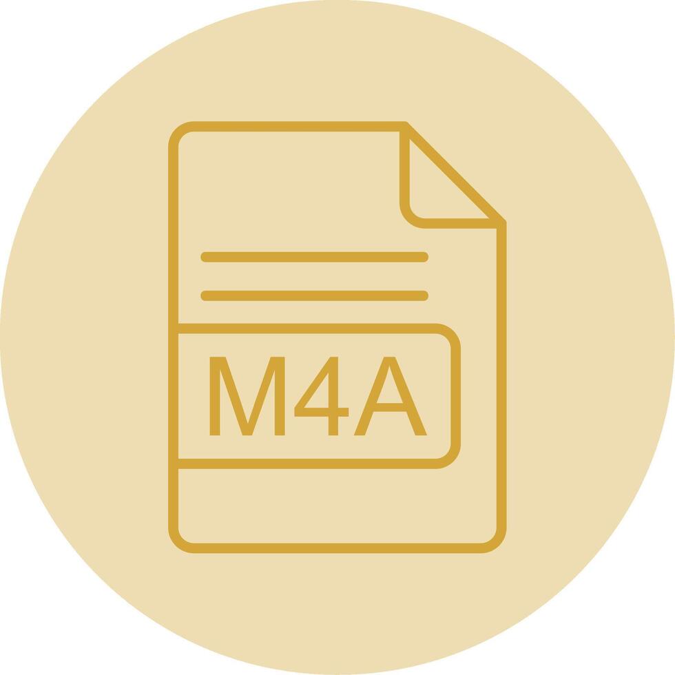 m4a file formato linea giallo cerchio icona vettore