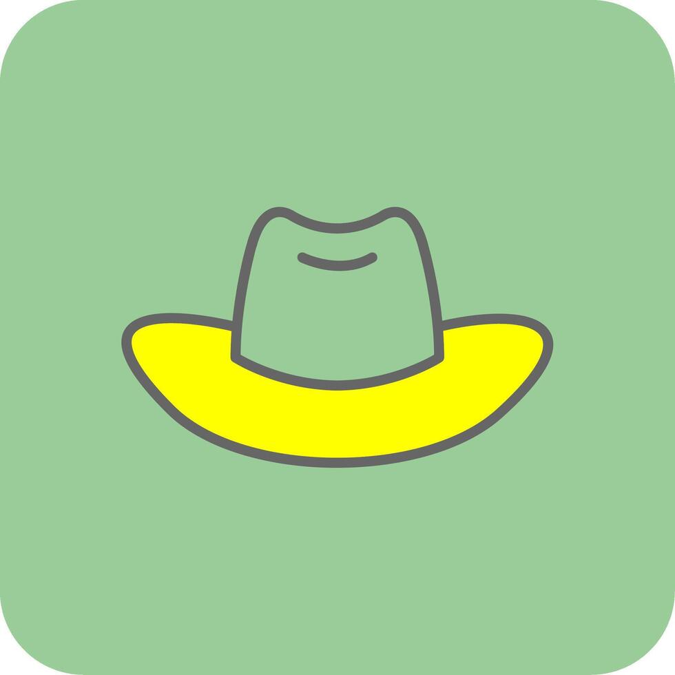 cowboy cappello pieno giallo icona vettore
