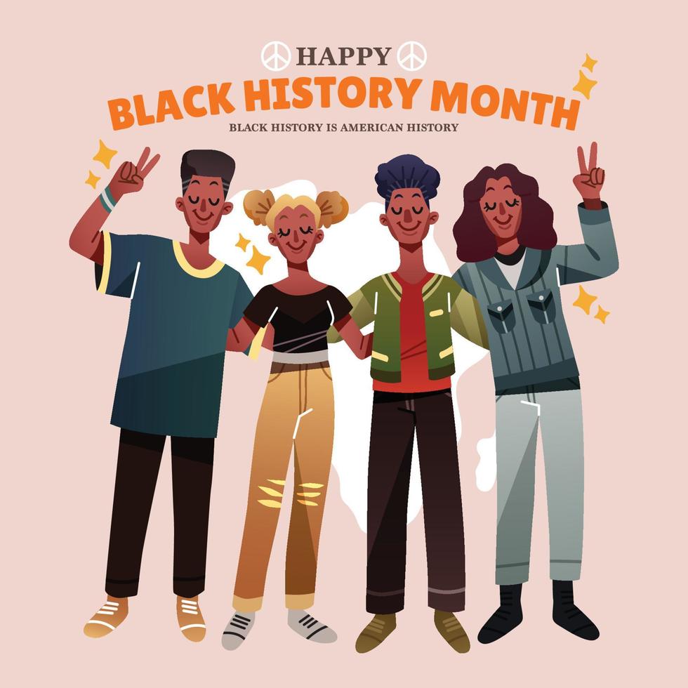 gli adolescenti afroamericani celebrano il mese della storia nera vettore