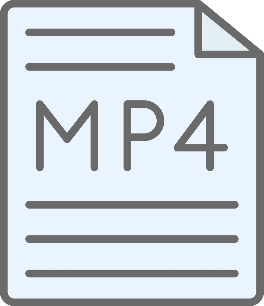 mp4 linea pieno leggero icona vettore