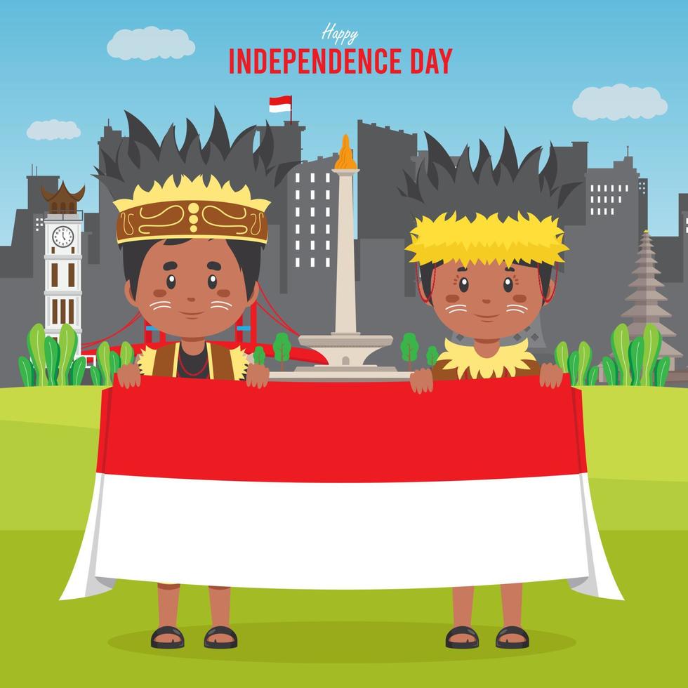 sfondo piatto del giorno dell'indipendenza dell'indonesia vettore