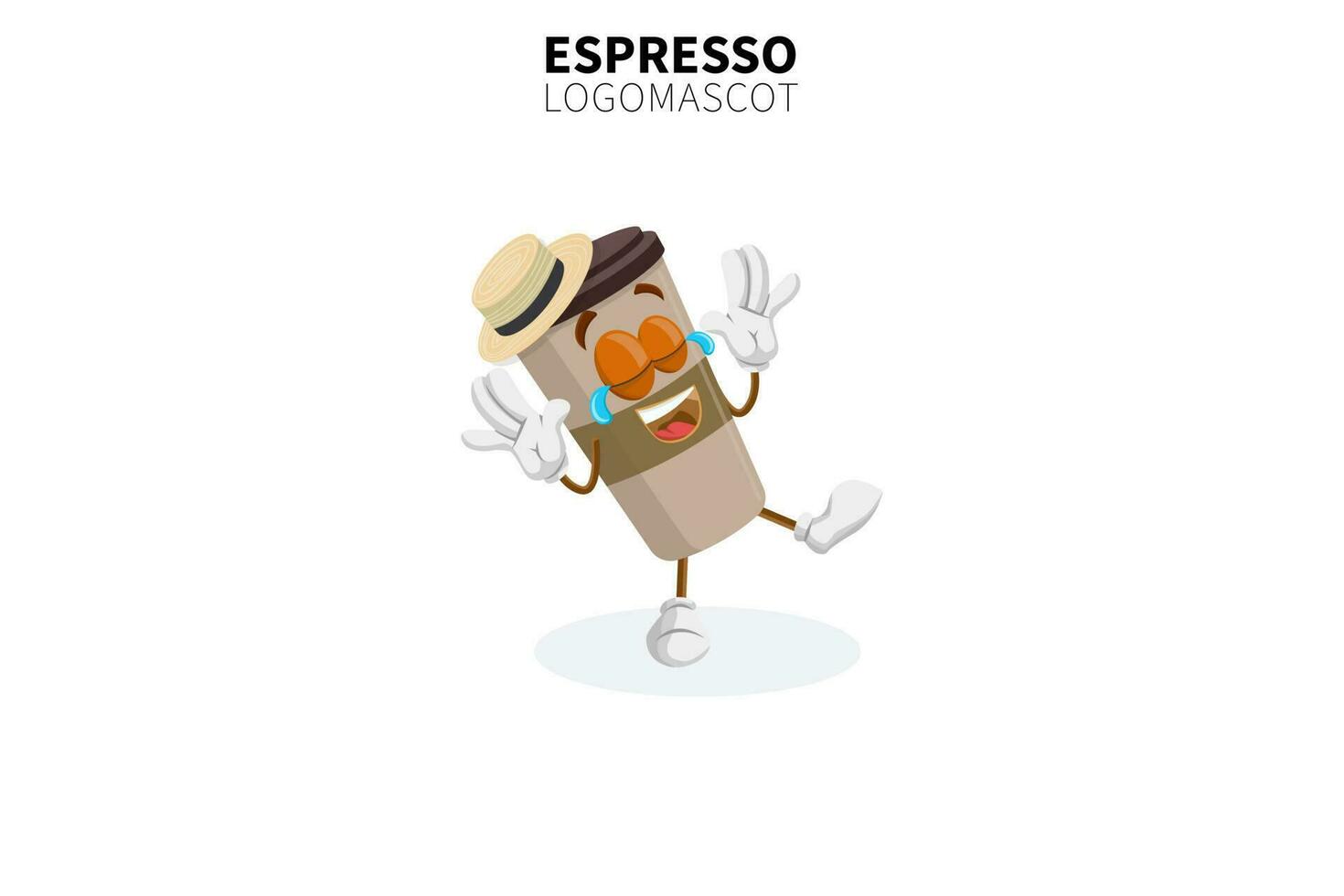 mascotte dell'espresso della tazza del fumetto, illustrazione vettoriale di una mascotte del personaggio dell'espresso della tazza marrone carino