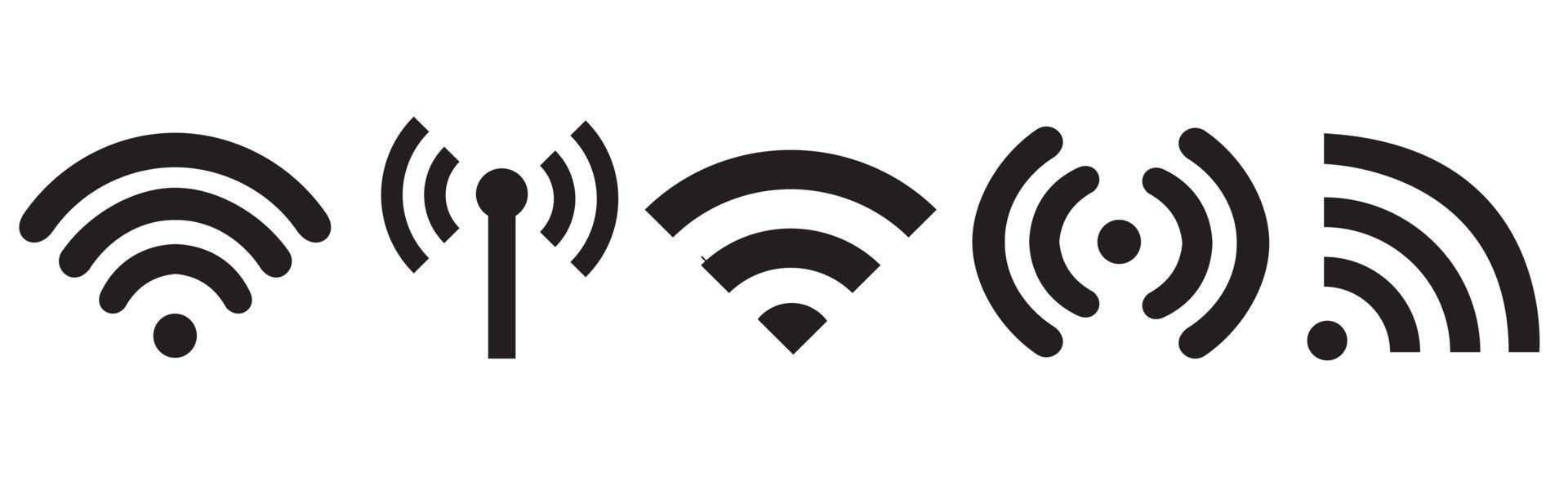 Wi-Fi set icon, set di diverse icone wireless e wifi. illustrazione vettoriale. vettore
