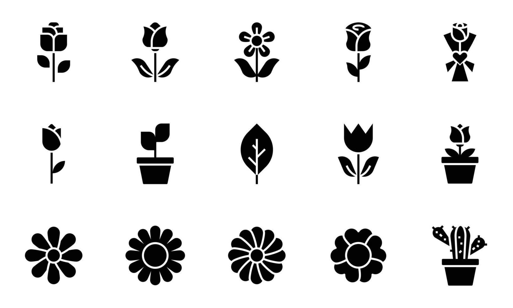 illustratore vettoriale di icone di fiori, floreale, rosa, cactus