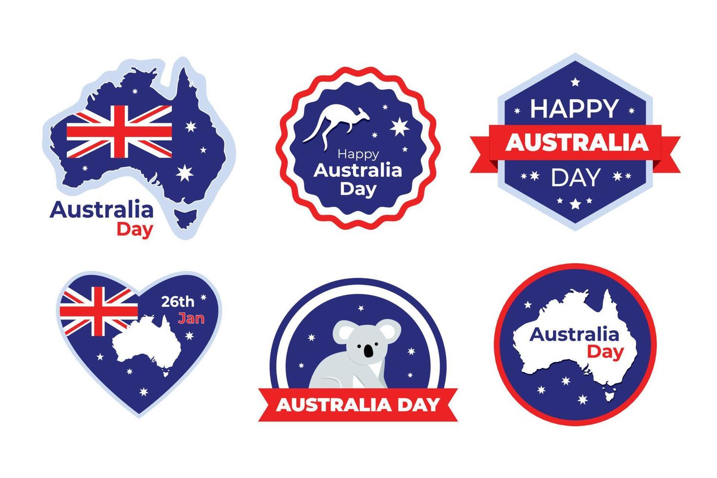 set di design di adesivi per il giorno dell'australia vettore