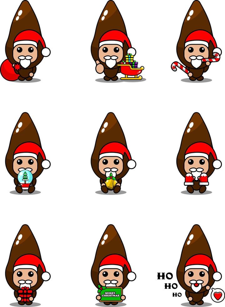 set di costumi da mascotte di verdure di manioca simpatico personaggio dei cartoni animati di vettore pacchetto natalizio