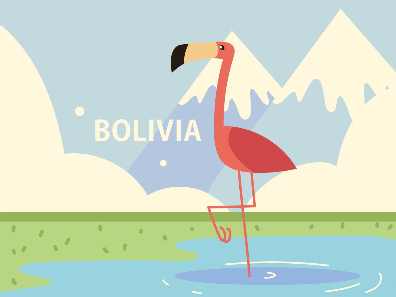 bolivia flamingo paesaggio vettore