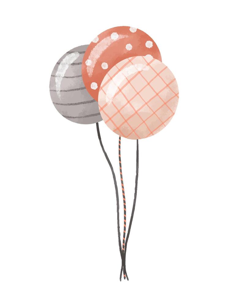 impostato di palloncini per decorazione. aria rosa Palloncino. ragazze compleanno vettore