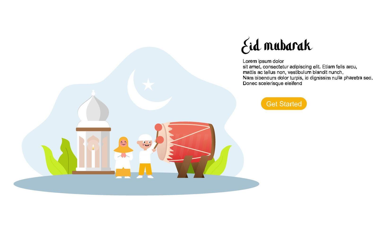 felice eid mubarak o saluto ramadan con il personaggio delle persone vettore