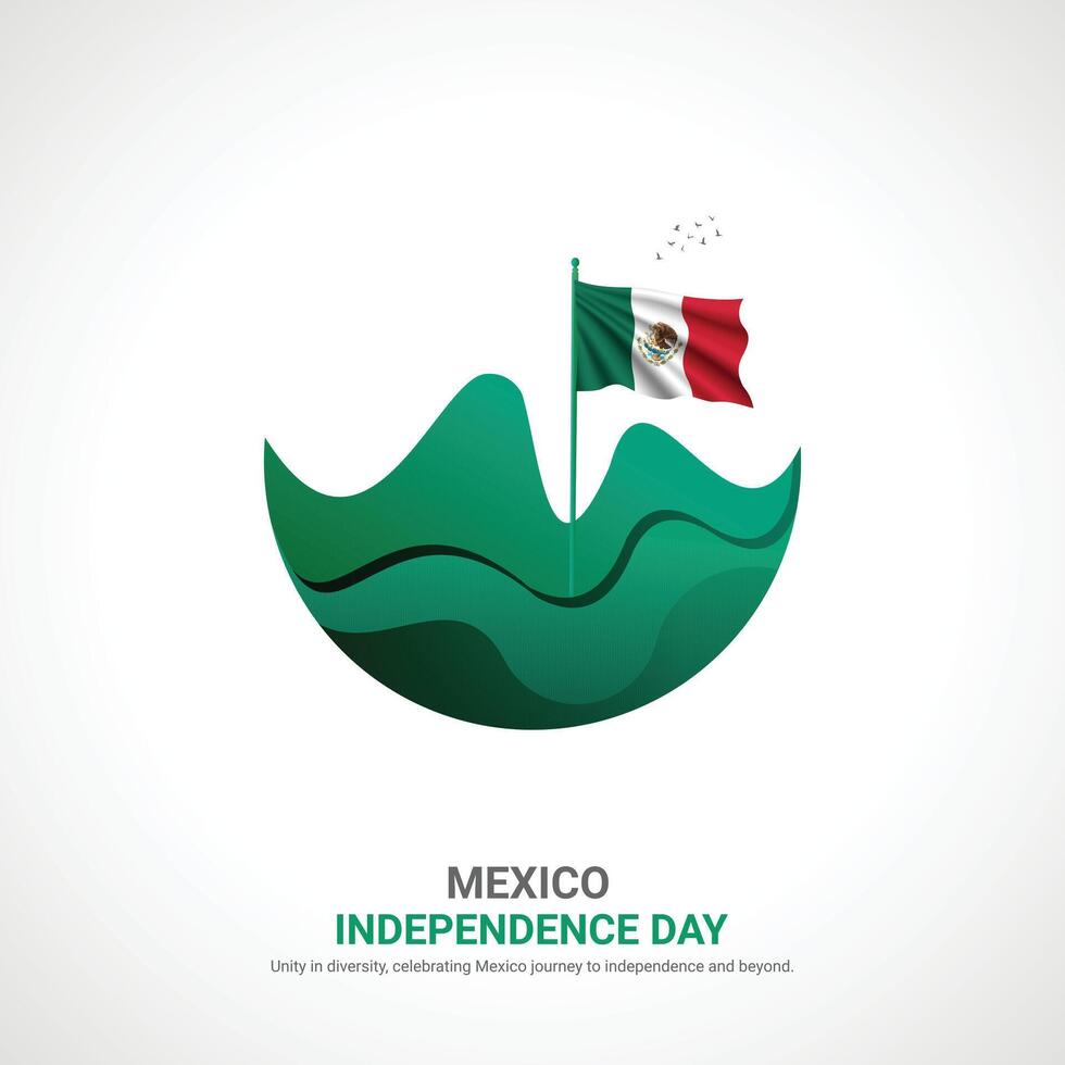 Messico indipendenza giorno. Messico indipendenza giorno creativo Annunci design. inviare, , 3d illustrazione. vettore