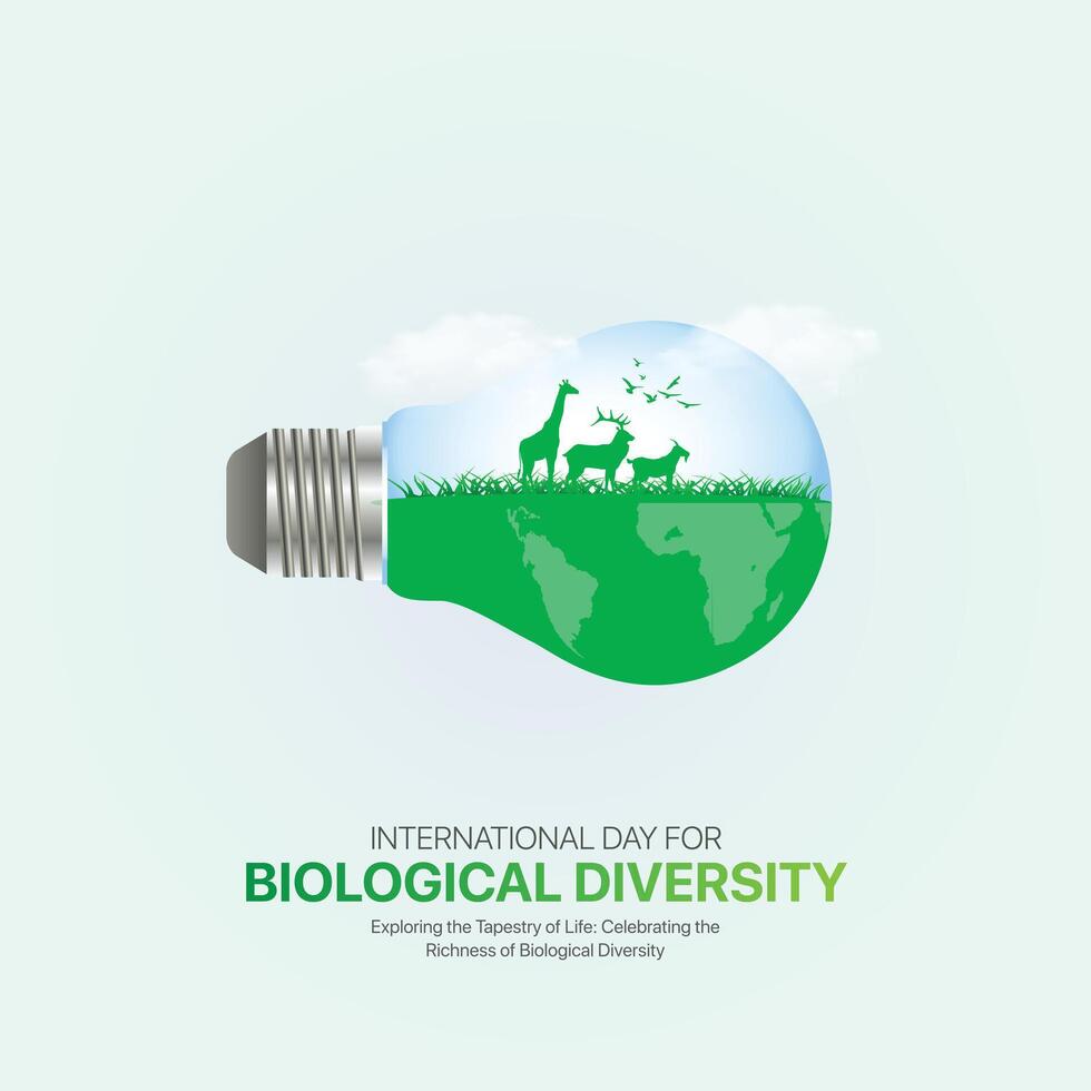 internazionale giorno per biologico diversità.biologica diversità creativo Annunci design. sociale media inviare, , 3d illustrazione. vettore