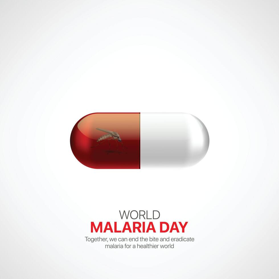 mondo malaria giorno. mondo malaria giorno creativo Annunci design aprile 25. sociale media manifesto, , 3d illustrazione. vettore