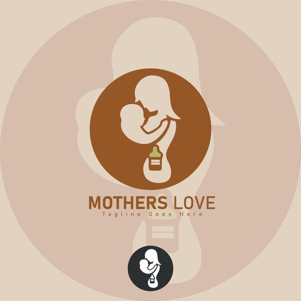 madre silhouette bellissimo donna e bambino con sua bambino carta contento La madre di giorno logo vettore