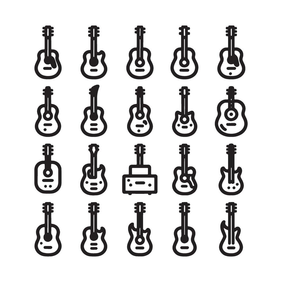 chitarra icona impostato vettore