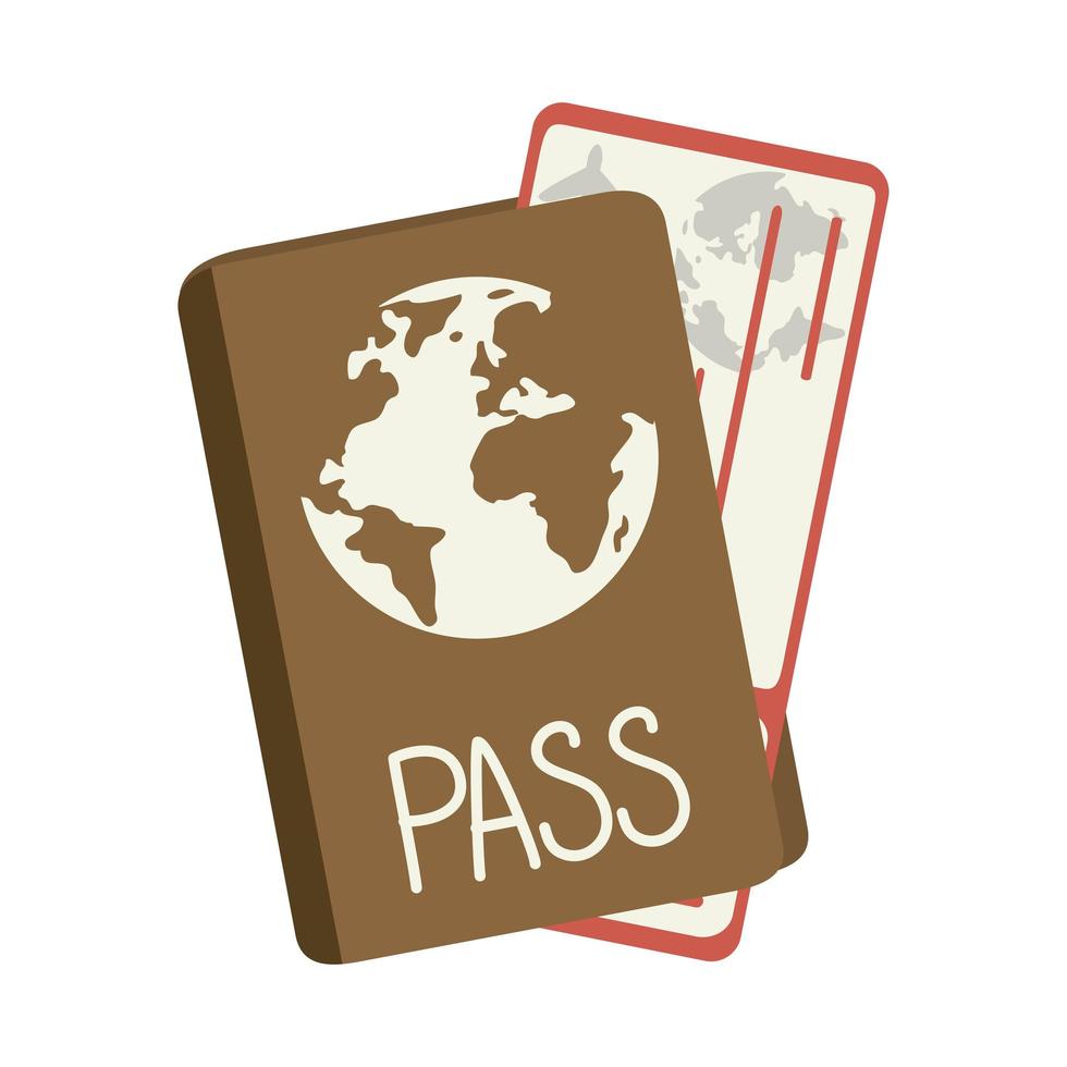 passaporto e biglietti per viaggi e vacanze estivi in icona isolata stile piatto vettore