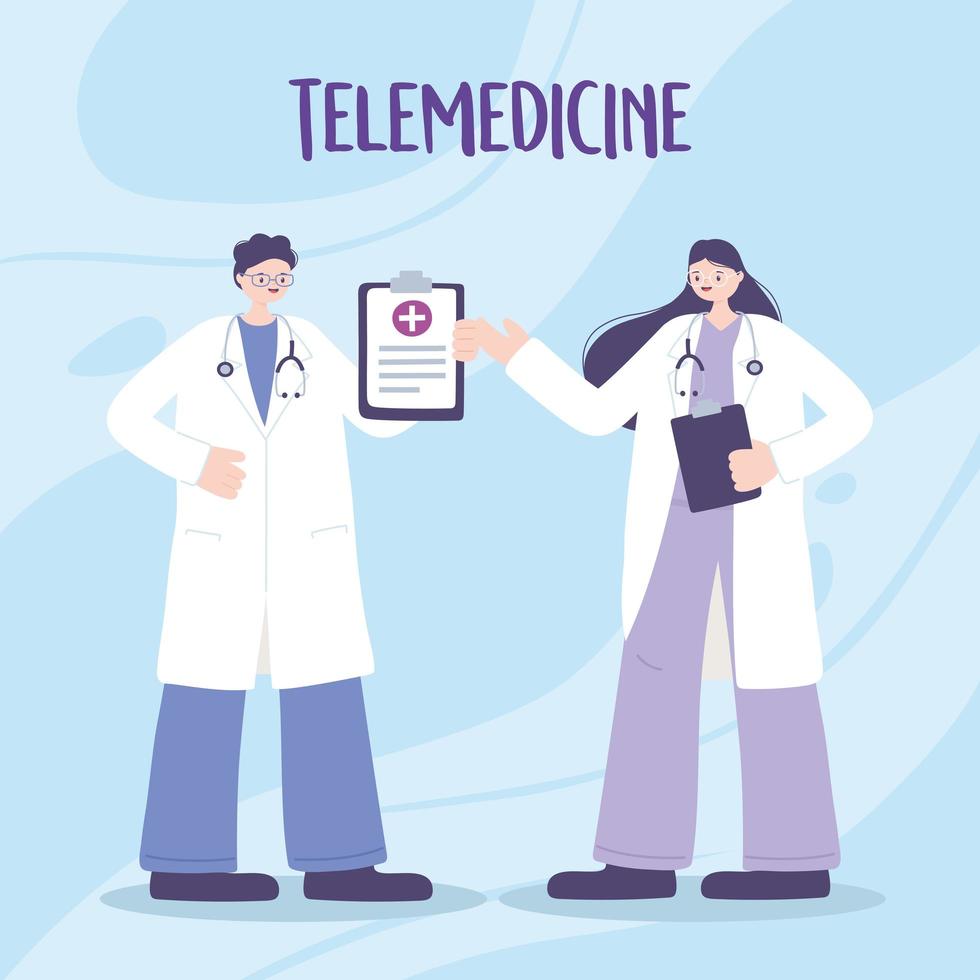 telemedicina, cure mediche del personale professionale dei medici e servizi sanitari online vettore