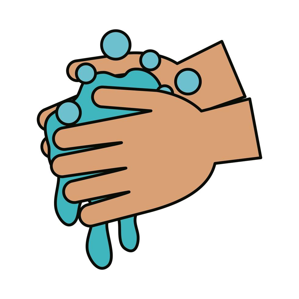 covid 19 coronavirus, lavarsi spesso le mani, prevenzione della diffusione della malattia pandemia icona stile piatto vettore