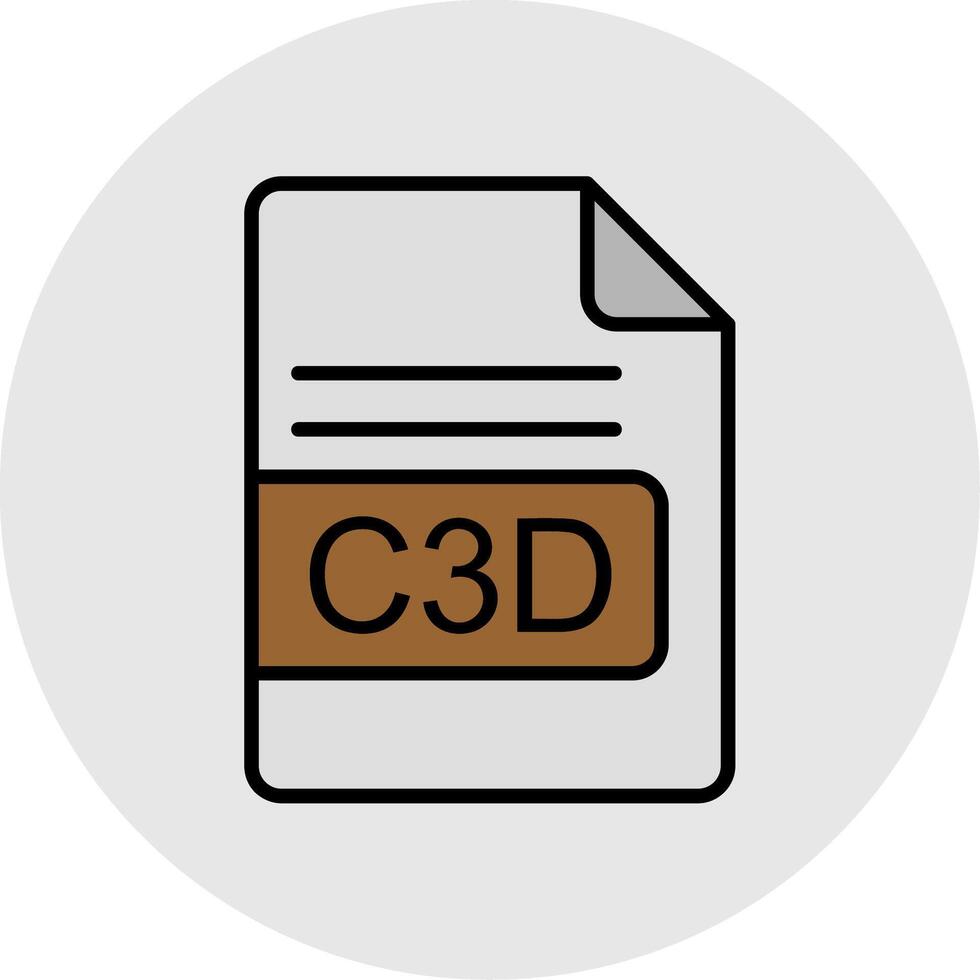 c3d file formato linea pieno leggero icona vettore