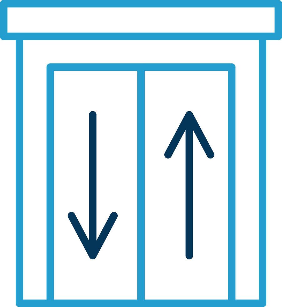 ascensore linea blu Due colore icona vettore