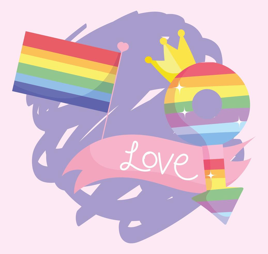 lgtbi flag genere maschile e amore nastro disegno vettoriale