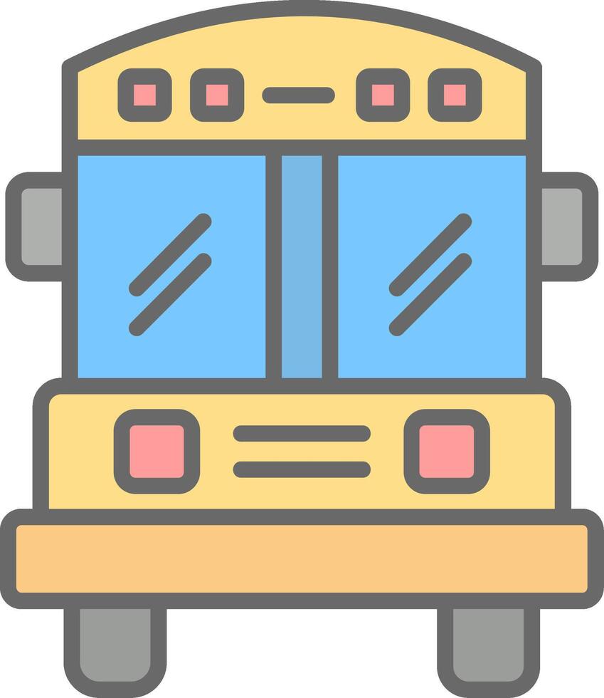 scuola autobus linea pieno leggero icona vettore