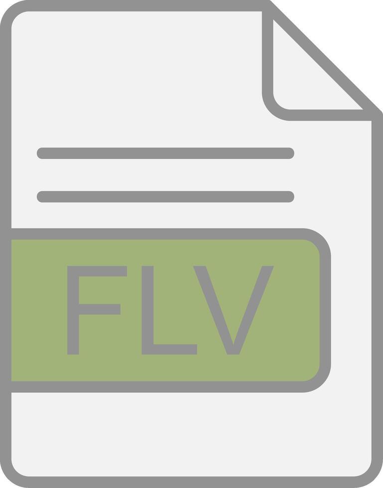 flv file formato linea pieno leggero icona vettore