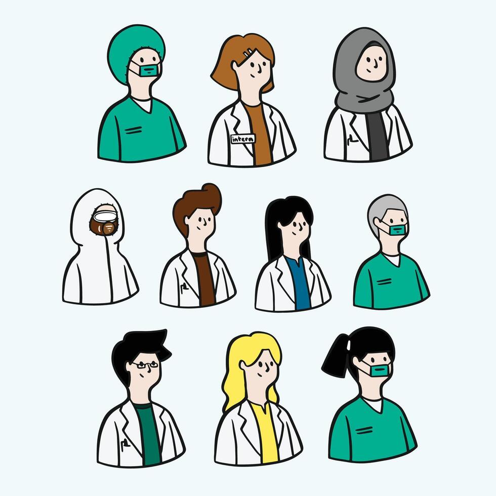 illustrazione di medici e infermieri vettore