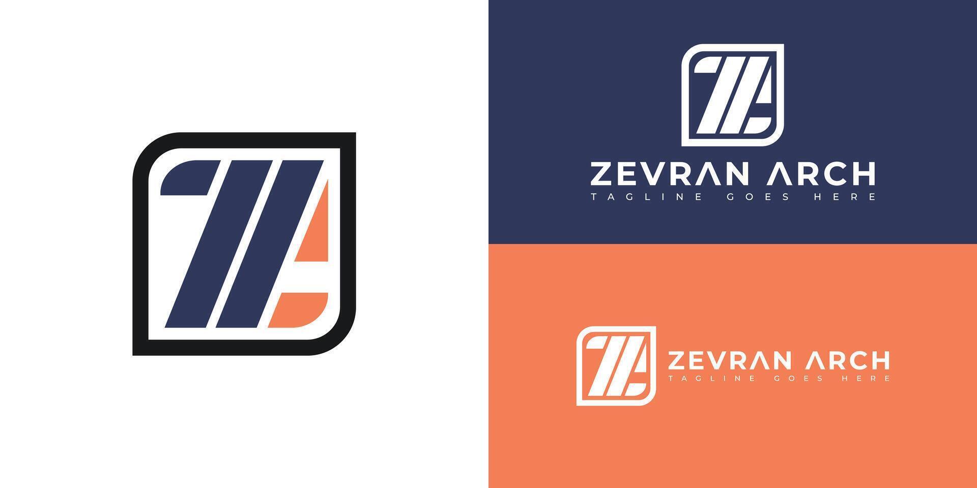 astratto iniziale nero piazza lettera za o az logo nel arancio-blu colore isolato su multiplo sfondo colori. il logo è adatto per costruzione azienda icona logo design ispirazione modelli. vettore